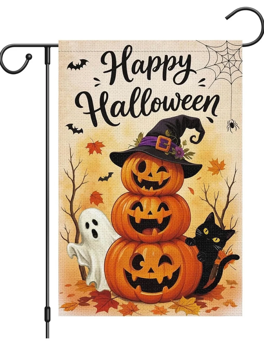 Halloween Pumpkin Stacked Yard Flag - Orange Fall Decor